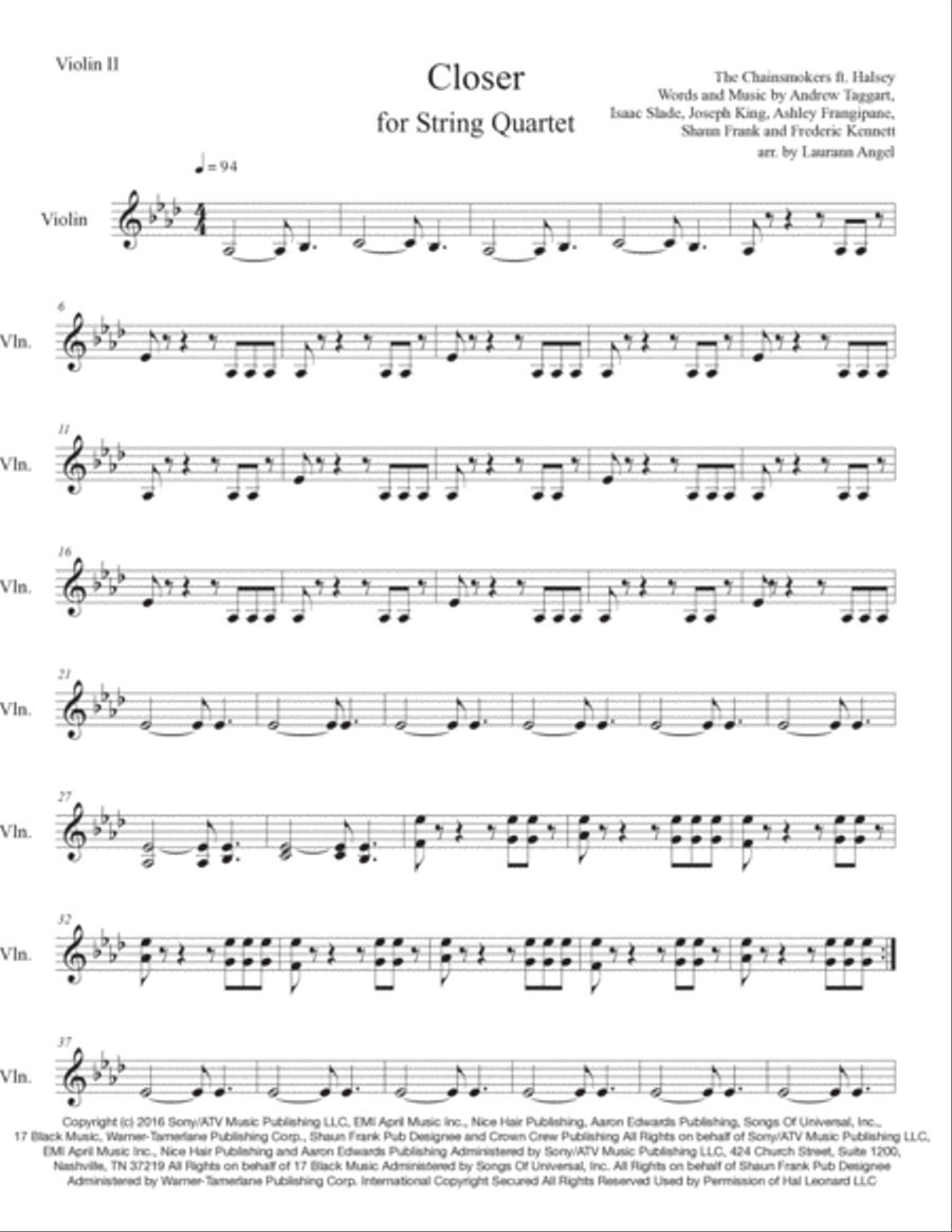 Closer Closer String Quartet scores gallery preview page 3