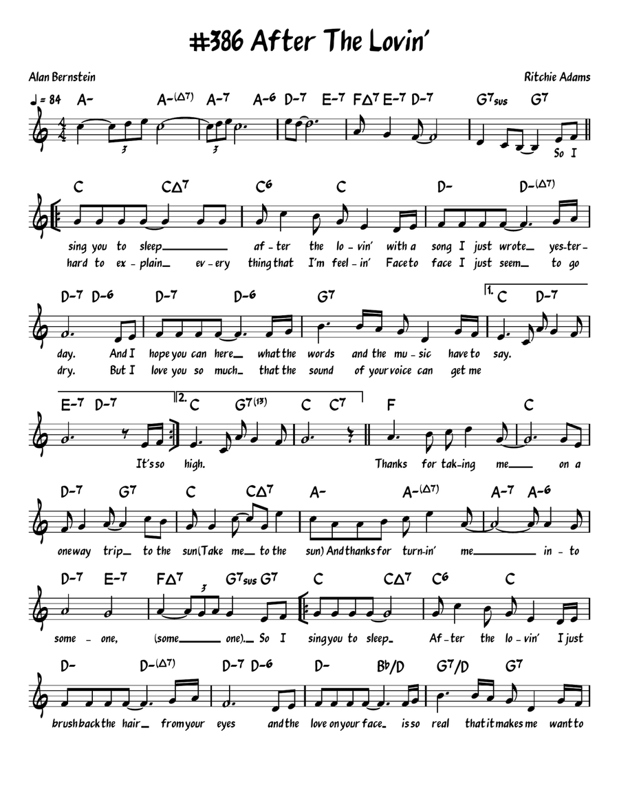 After The Lovin' Piano, Vocal, Guitar scores gallery preview page 1