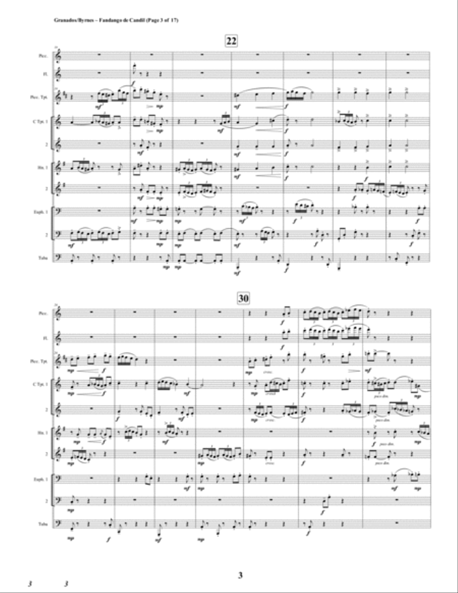 El Fandango de Candil (Fandango by Candlelight) for Brass Octet + Flute, Piccolo Chamber Orchestra scores gallery preview page 3