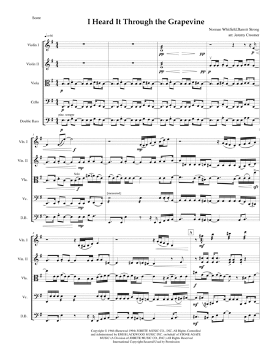 I Heard It Through The Grapevine String Quartet scores gallery preview page 3