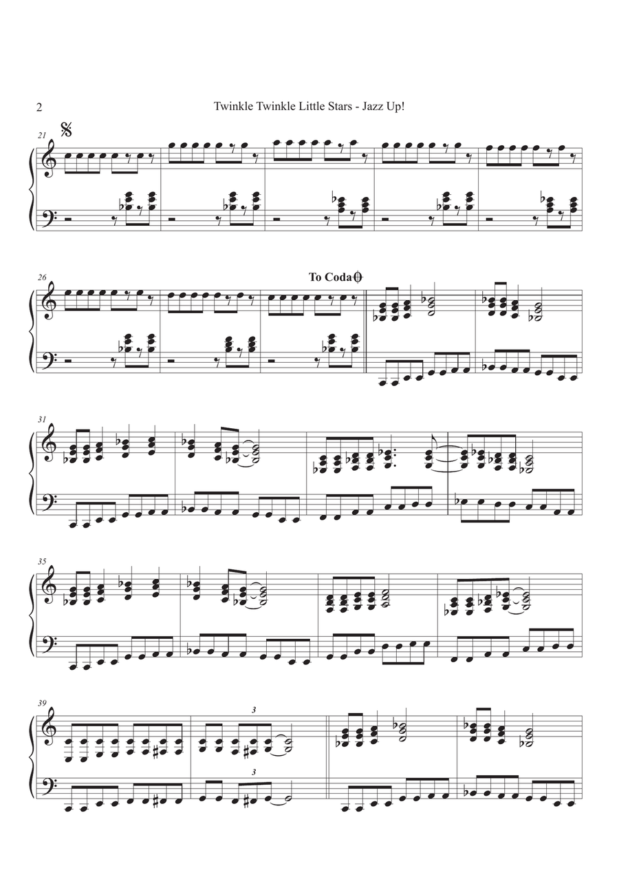 Twinkle Twinkle Little Stars - Jazz Up! Piano scores gallery preview page 2