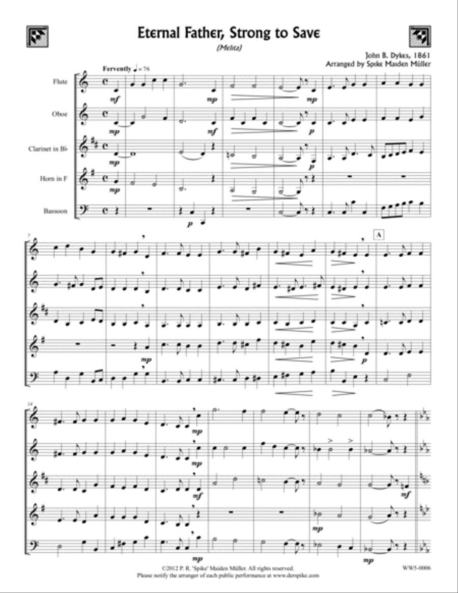 Eternal Father, Strong to Save (Navy Hymn) Woodwind Quintet scores gallery preview page 3