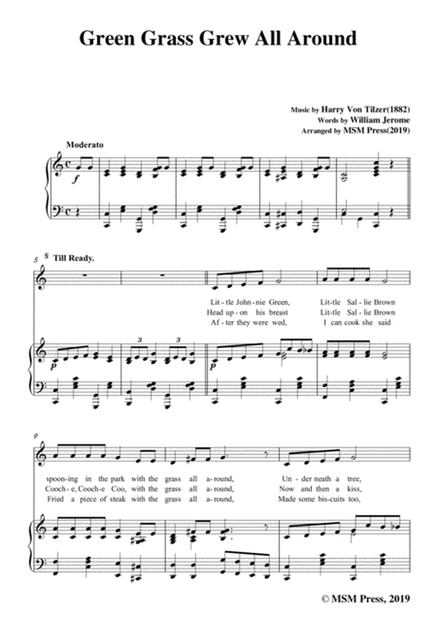 Harry Von Tilzer-Green Grass Grew All Around,in C Major,for Voice&Piano image number null