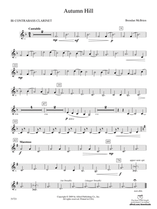 Autumn Hill: (wp) B-flat Contrabass Clarinet