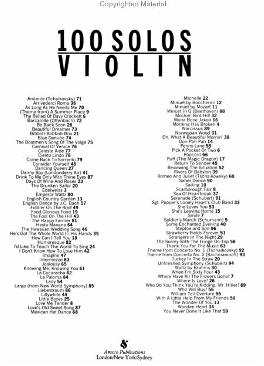 100 Solos - Violin