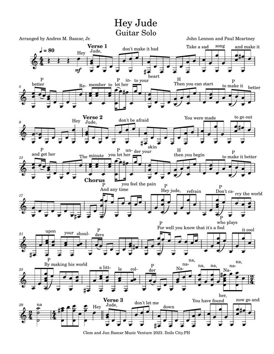 Hey Jude Acoustic Guitar scores gallery preview page 1