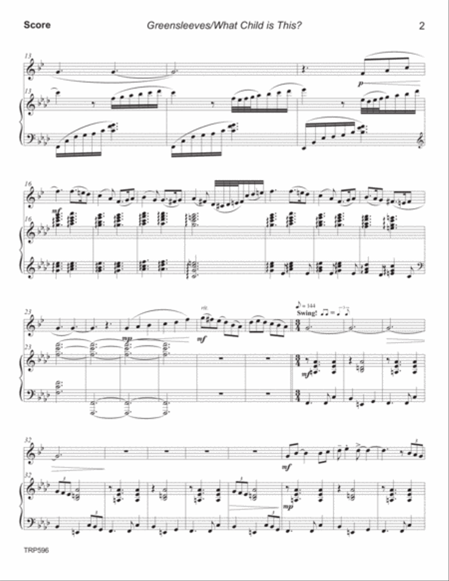 WHAT CHILD IS THIS? (Greensleeves) - TRUMPET SOLO with Piano Accompaniment Trumpet Solo scores gallery preview page 2