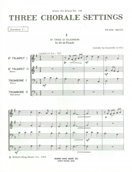 3 Chorale Settings - Brass Quartet