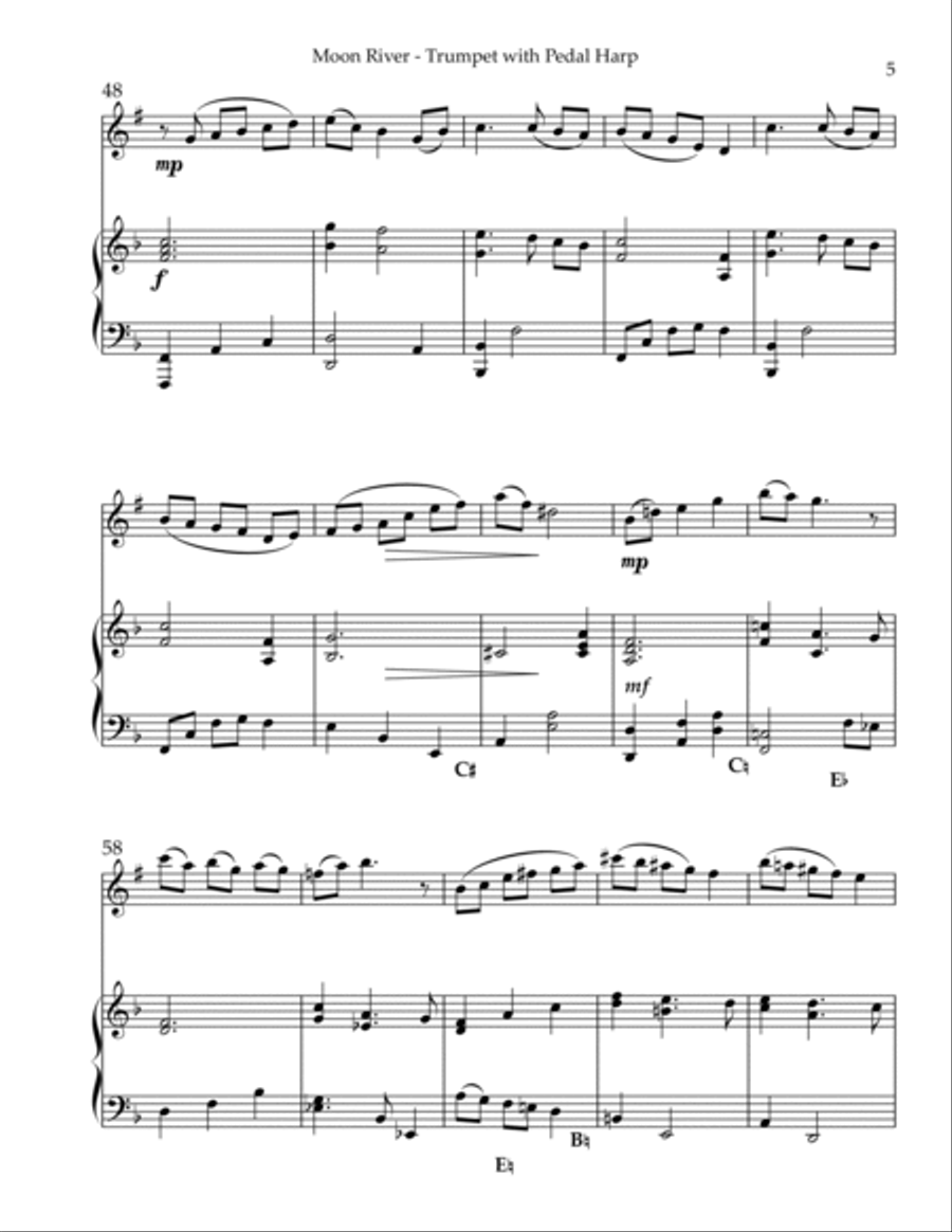 Moon River Trumpet Duet scores gallery preview page 5