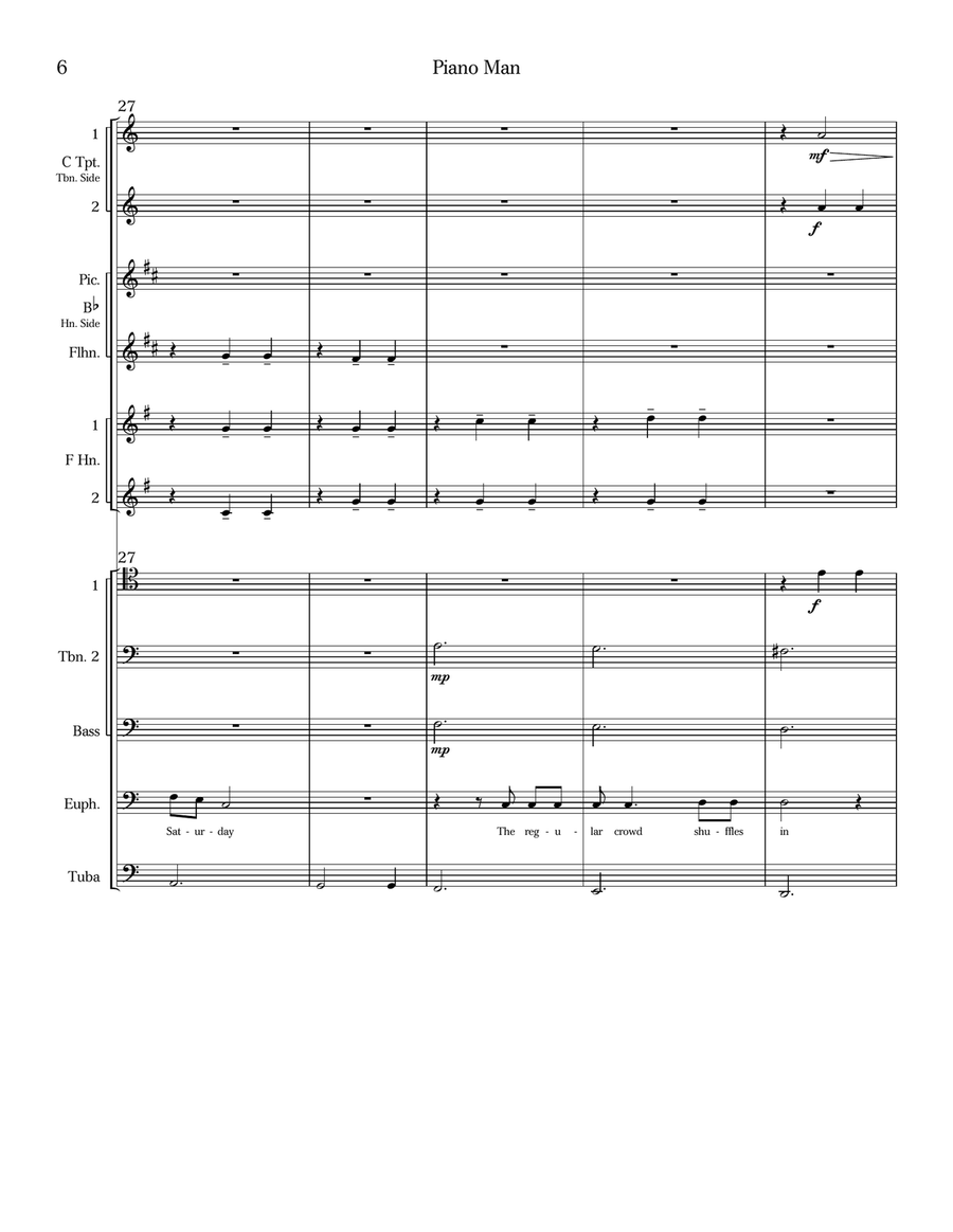 Piano Man Brass Ensemble scores gallery preview page 6