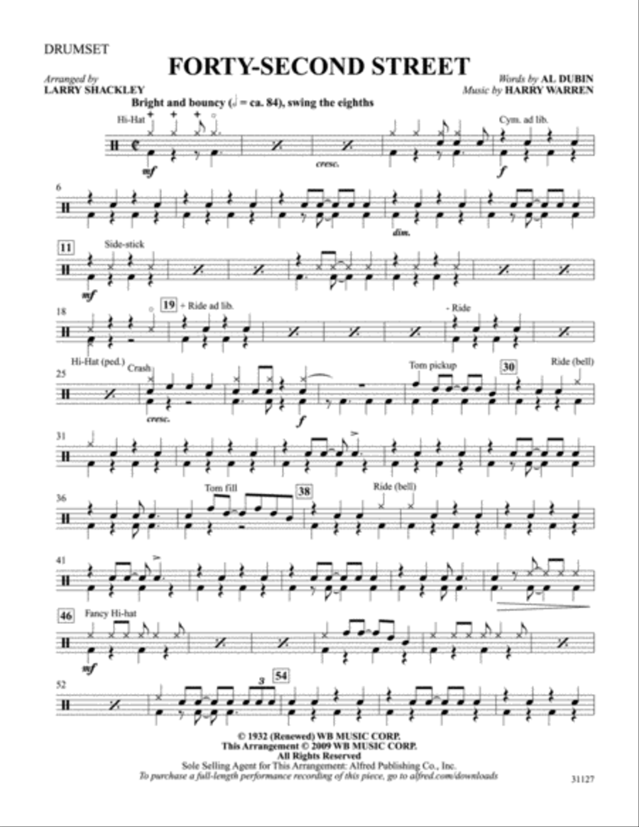 Forty-Second Street (from the musical Forty-Second Street): Drums Drums scores gallery preview page 1