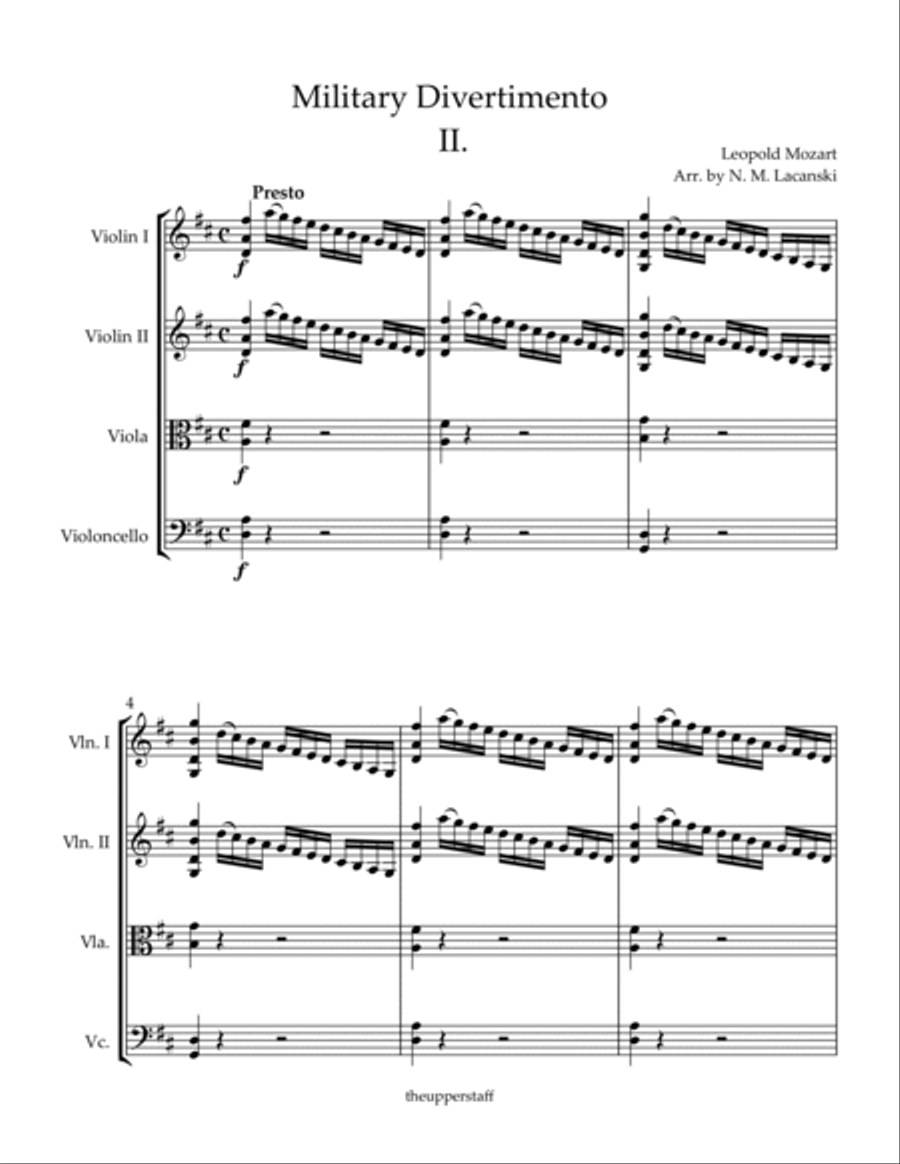 Military Divertimento II. Presto String Quartet scores gallery preview page 2