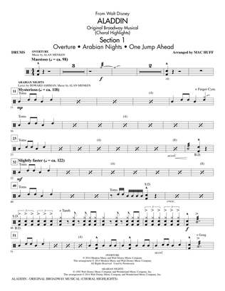 Aladdin (Choral Highlights) (from Aladdin: The Broadway Musical) (arr. Mac Huff) - Drums