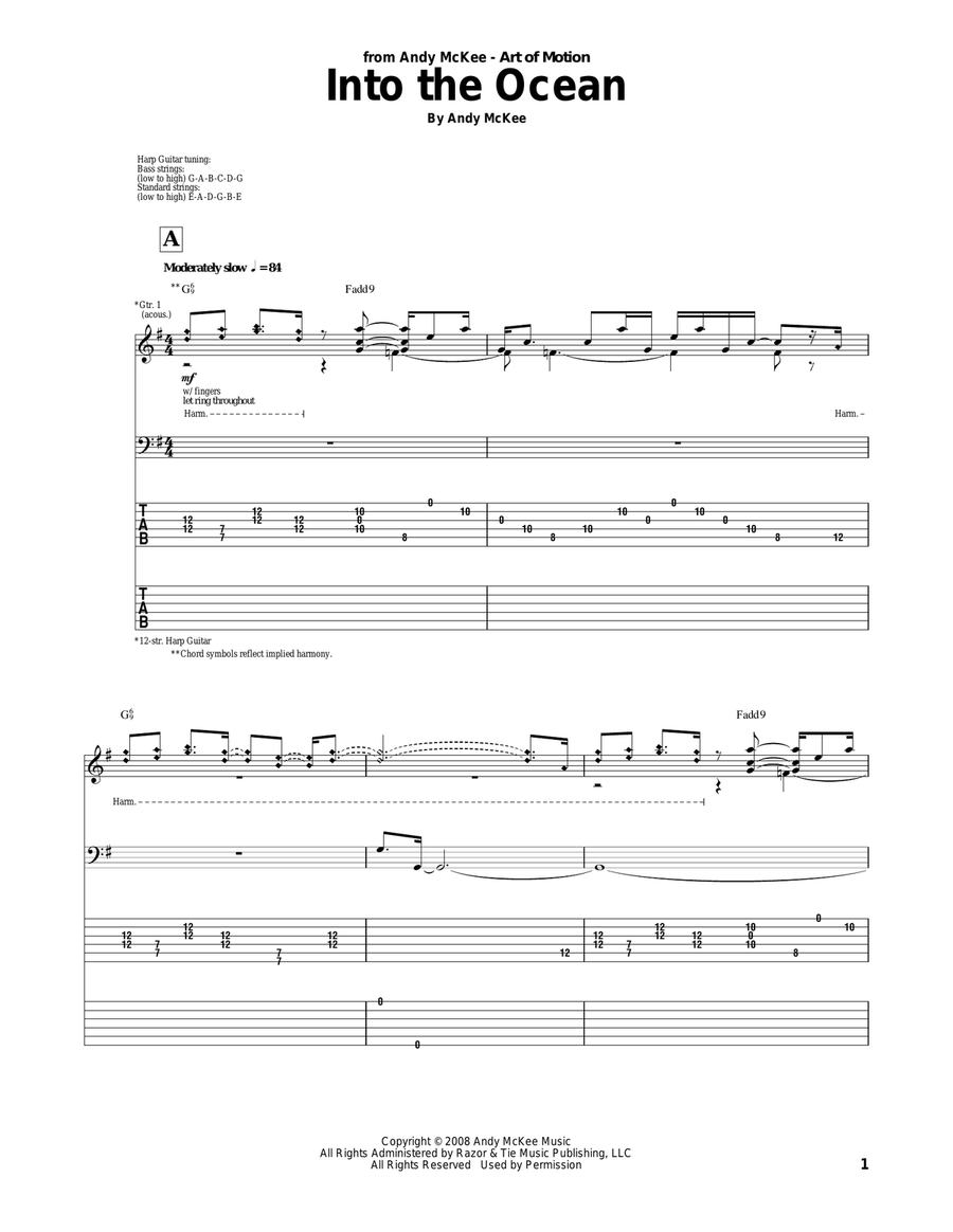 Into The Ocean Acoustic Guitar scores gallery preview page 1