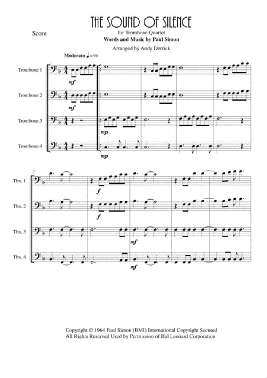 The Sound Of Silence Brass Ensemble scores gallery preview page 1