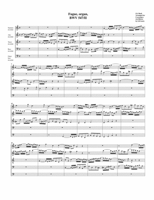 Fugue for organ, BWV 547/II (arrangement for 5 recorders)