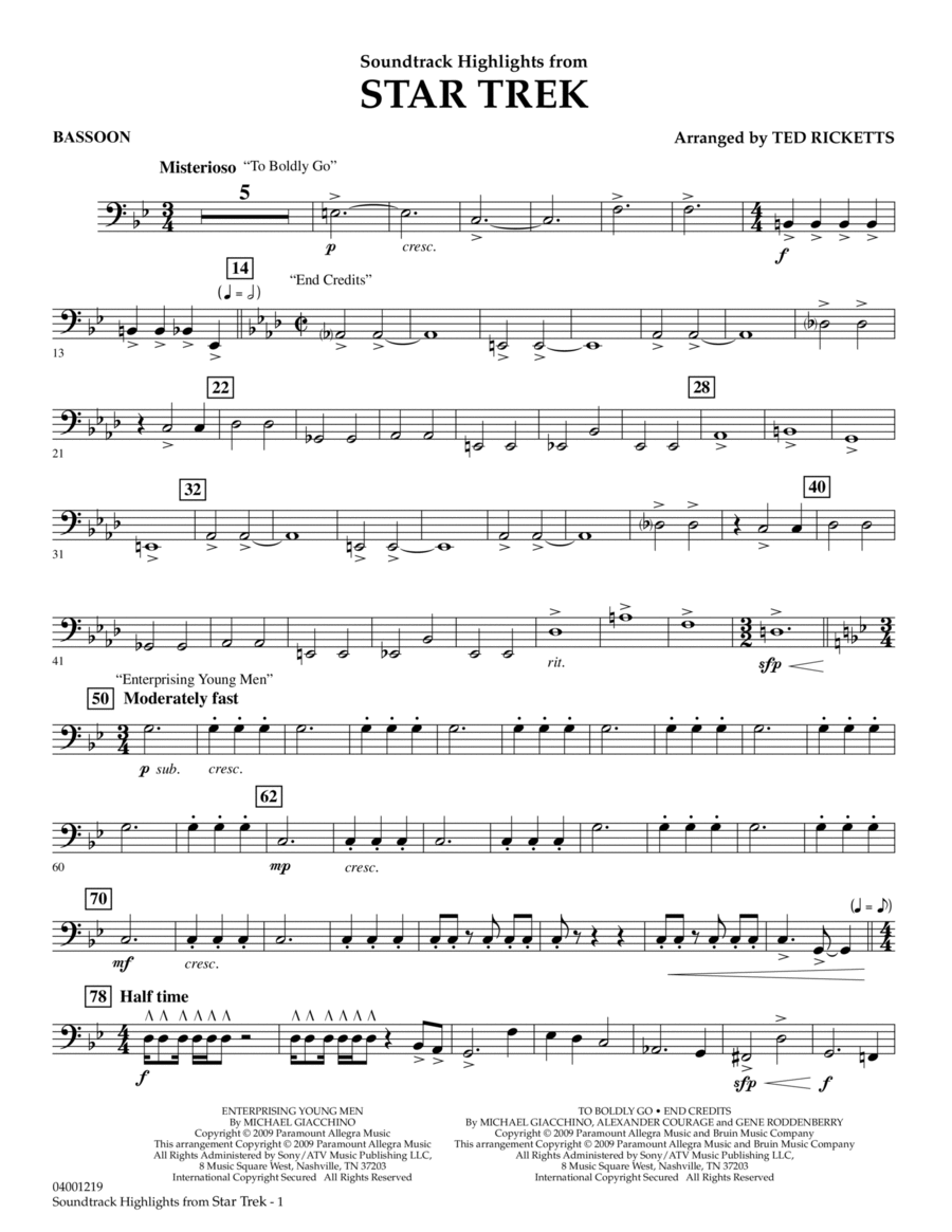Star Trek - Soundtrack Highlights - Bassoon Bassoon scores gallery preview page 1