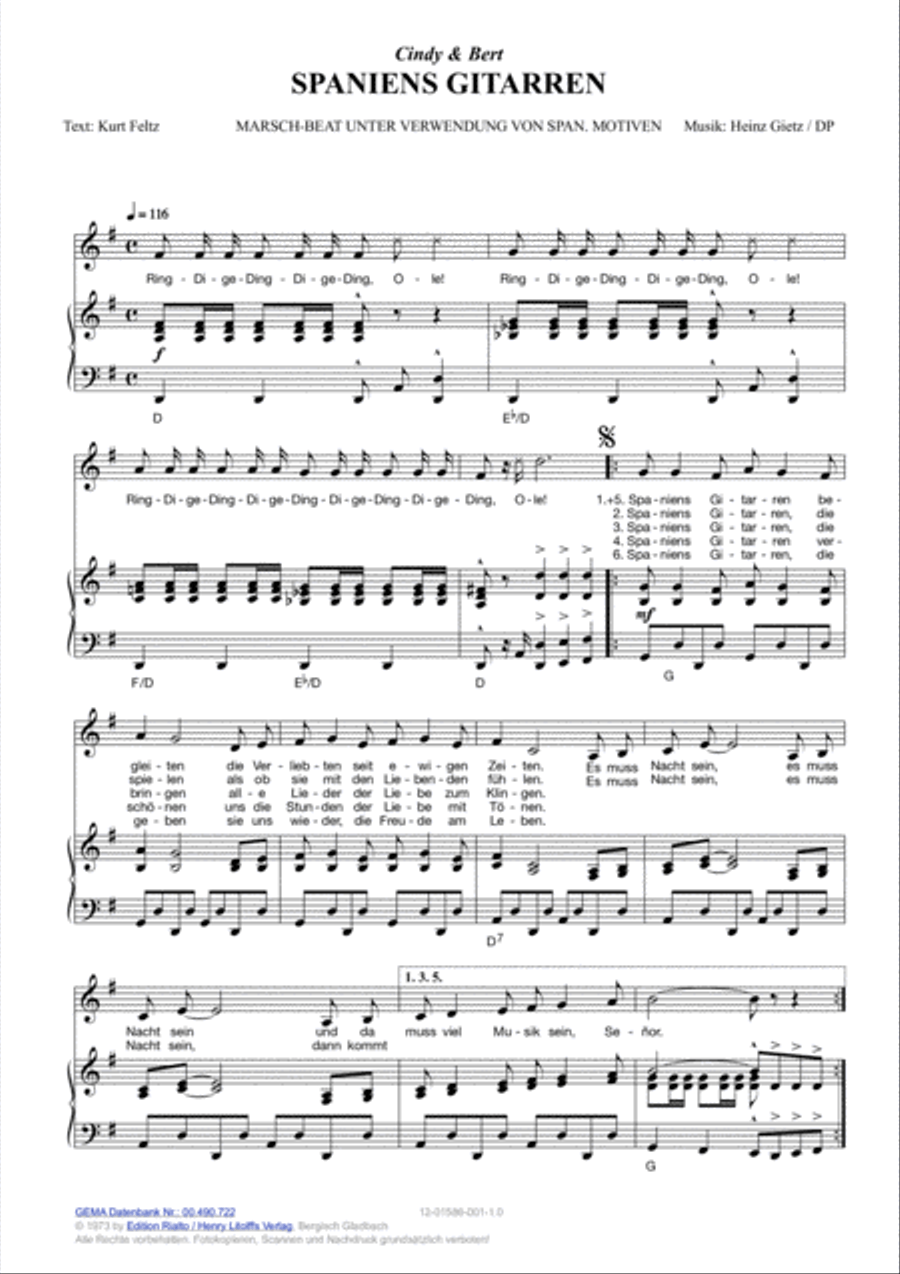Spaniens Gitarren Piano, Vocal, Guitar scores gallery preview page 2