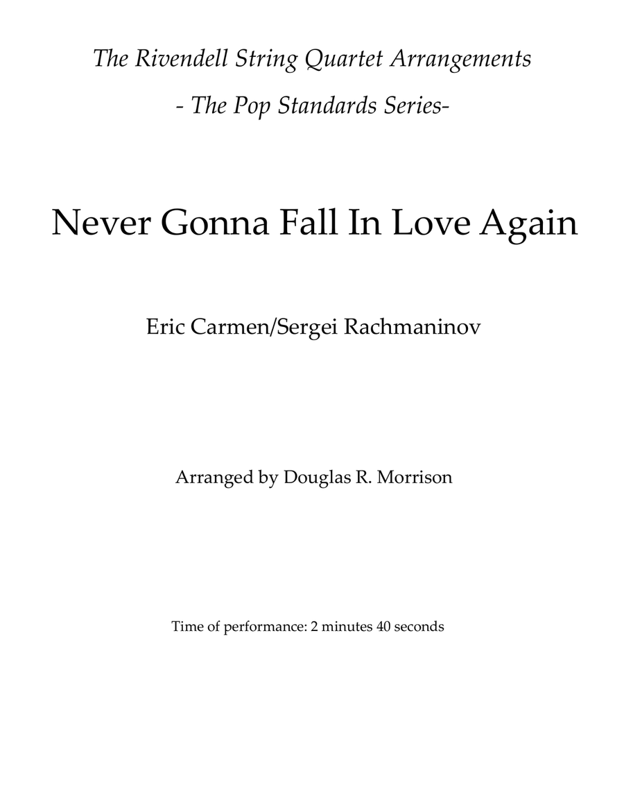 Never Gonna Fall In Love Again String Quartet scores gallery preview page 1