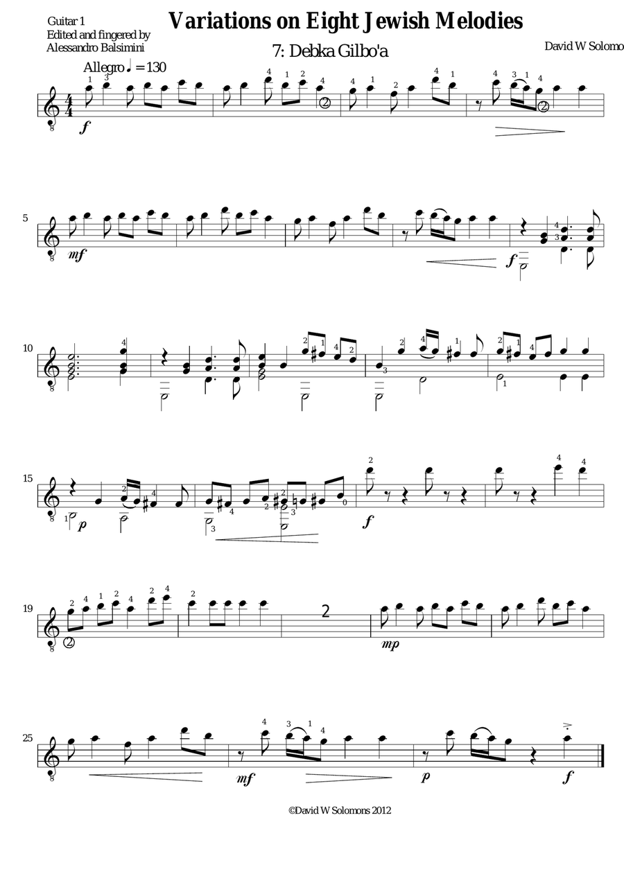 Variations on Debka Gilboa (Debka from Gilboa) for guitar trio Guitar Ensemble scores gallery preview page 3