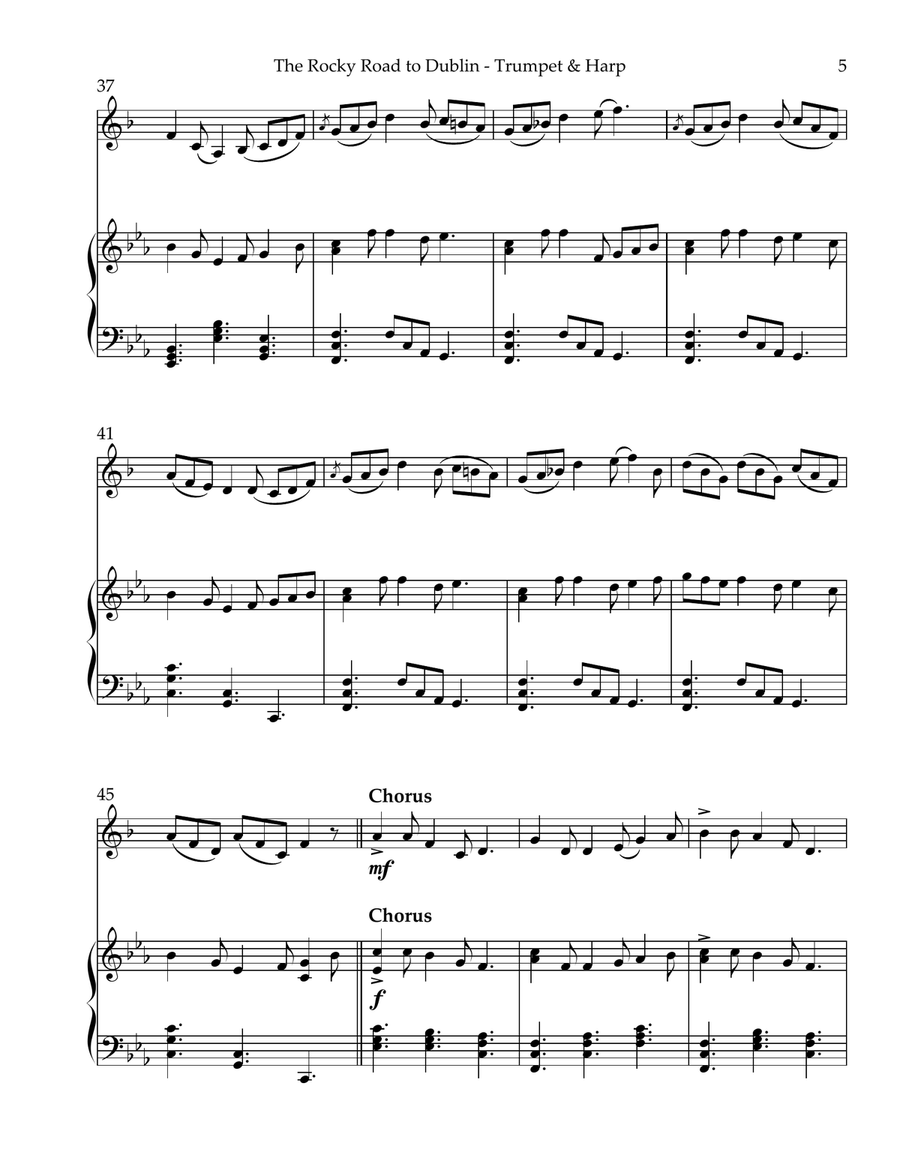 The Rocky Road to Dublin, Duet for Bb Trumpet & Harp Trumpet Duet scores gallery preview page 5