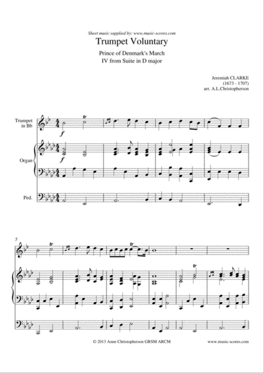 Trumpet Voluntary, or Prince of Denmark's March - Trumpet and Organ - Ab major Trumpet Solo scores gallery preview page 1
