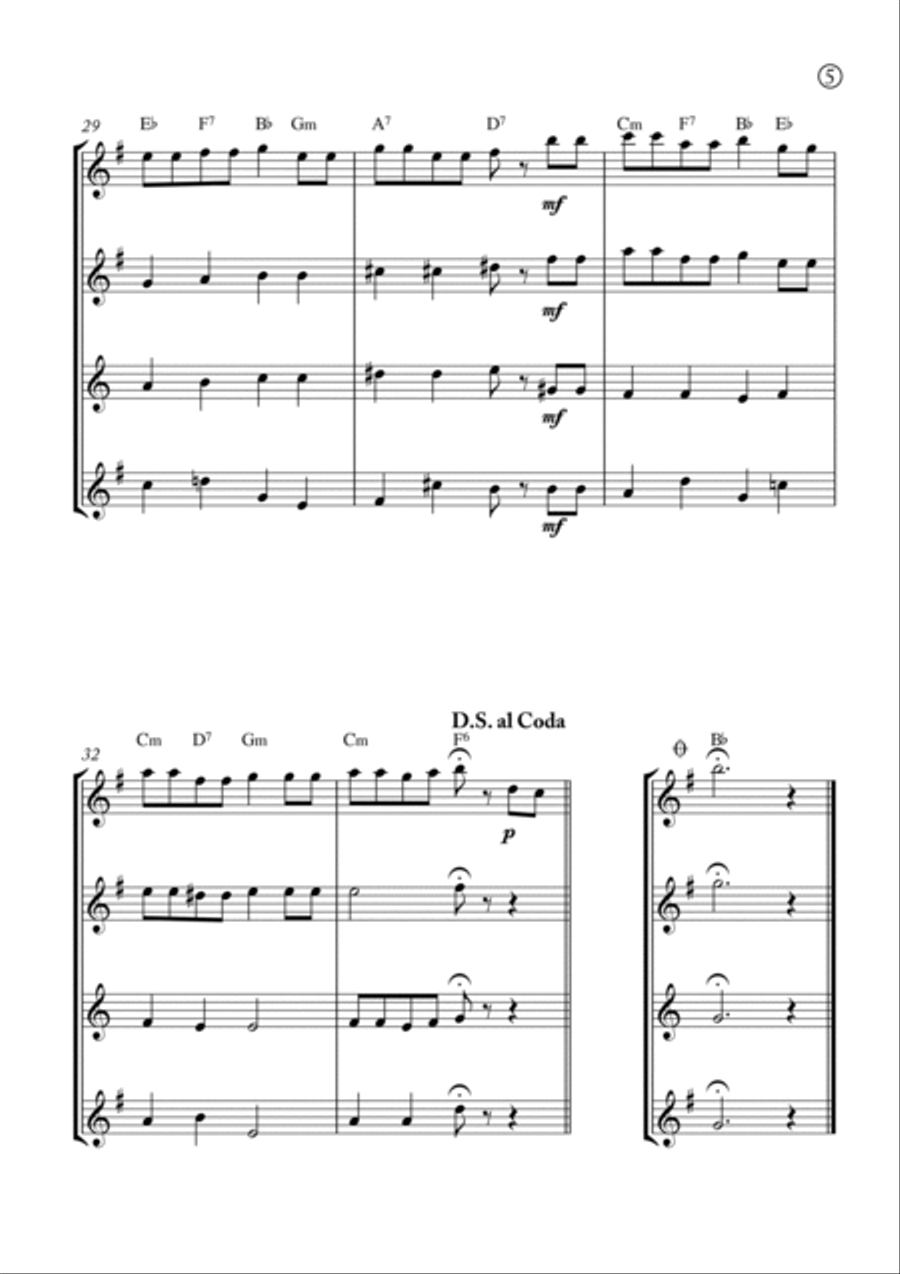 Hymne A L'amour Saxophone Quartet scores gallery preview page 5