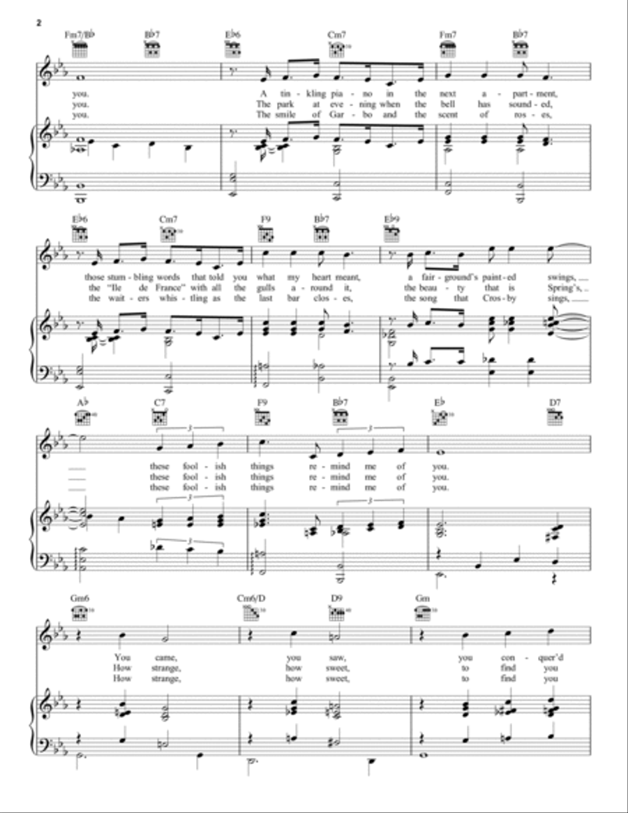 These Foolish Things (Remind Me Of You) Piano, Vocal, Guitar scores gallery preview page 2