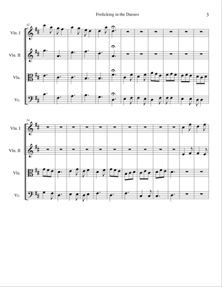 Frolicking in the Daisies String Quartet scores gallery preview page 4