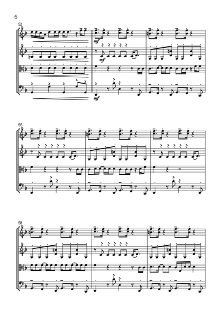 Uptown Funk String Quartet scores gallery preview page 6