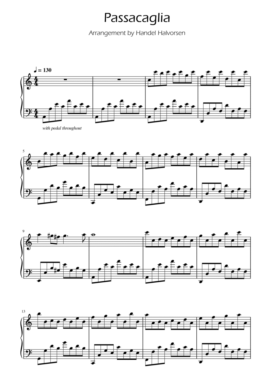 Passacaglia - Handel/Halvorsen - Piano Solo Chamber Music scores gallery preview page 1