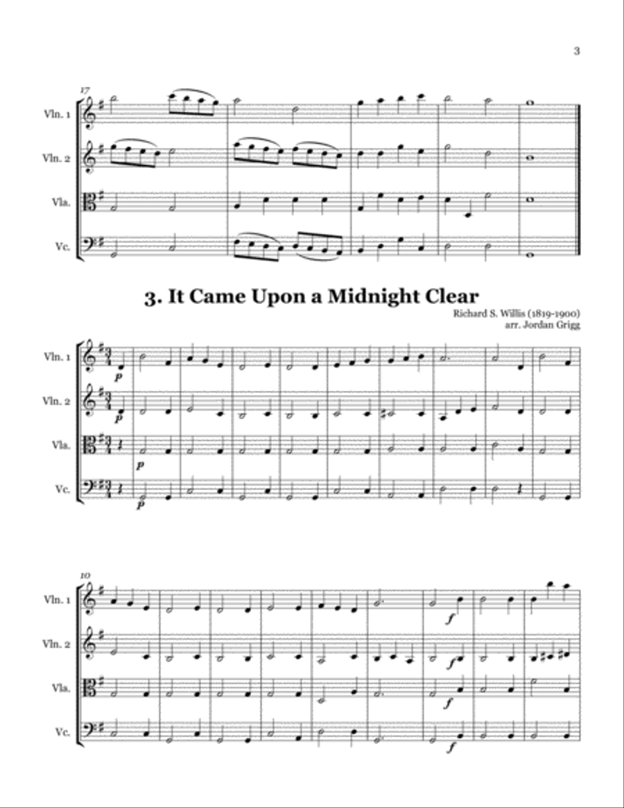 14 Christmas Carols (arranged for String Quartet) String Quartet scores gallery preview page 3