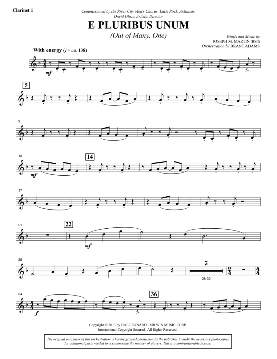 E Pluribus Unum - Bb Clarinet 1 Choir scores gallery preview page 1