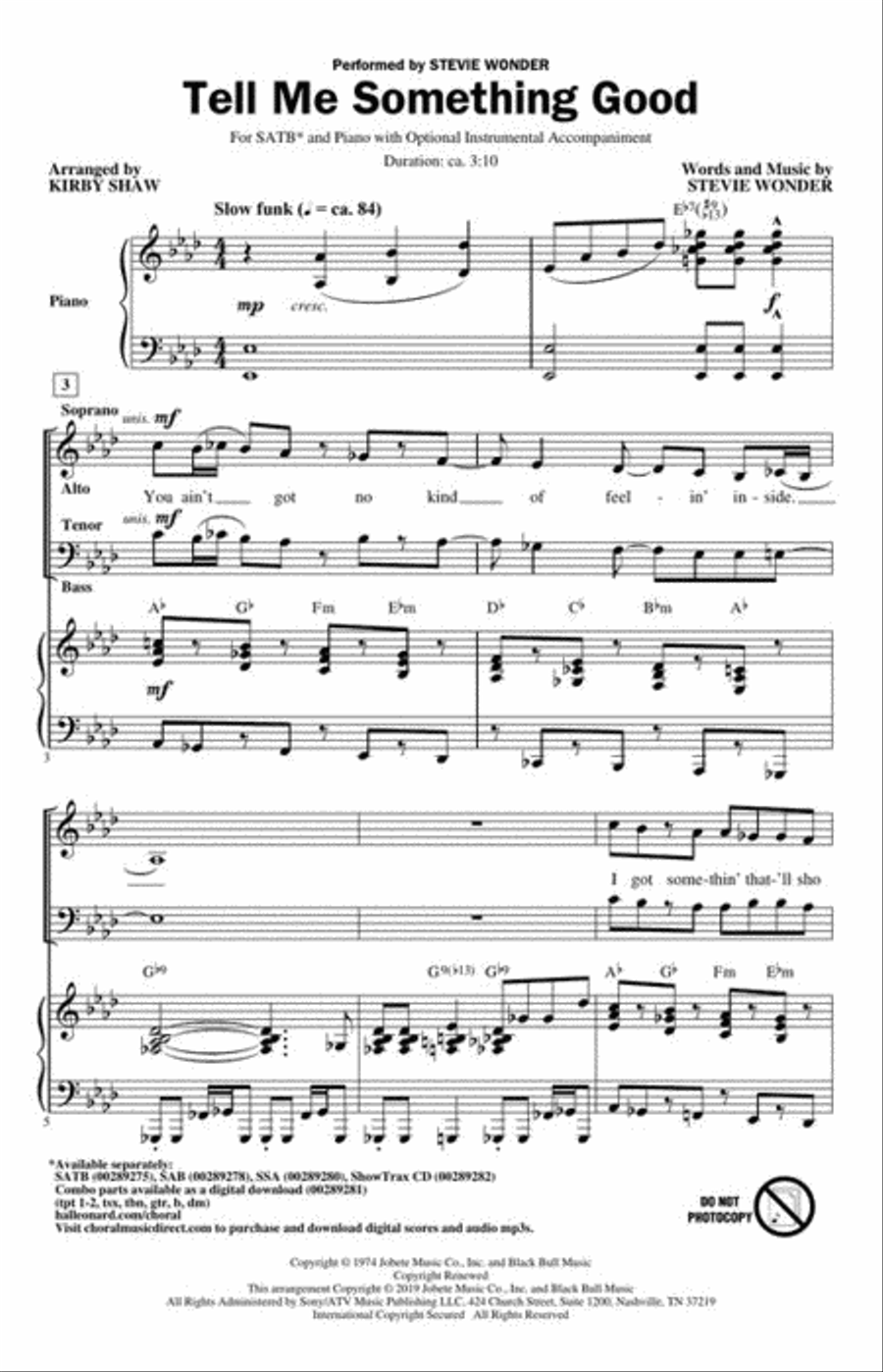 Tell Me Something Good Tell Me Something Good 4-Part scores gallery preview page 3