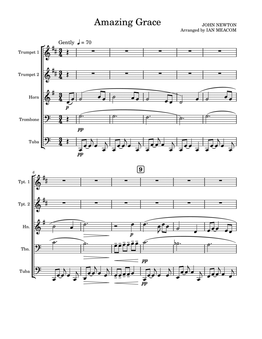 Amazing Grace Amazing Grace Brass Quintet scores gallery preview page 1