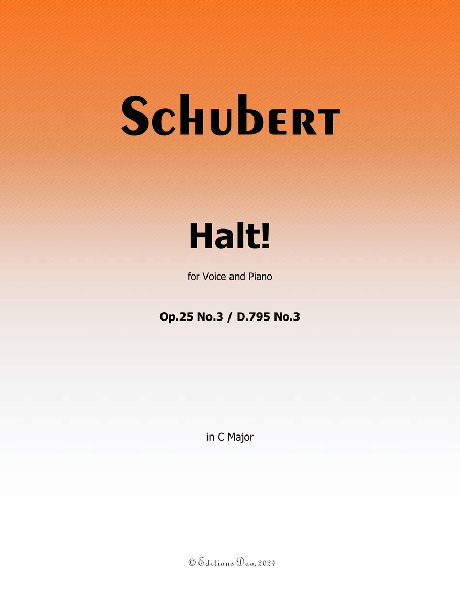 Halt! by Schubert, Op.25 No.3, in C Major