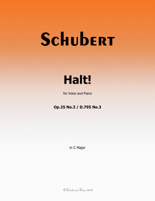 Halt! by Schubert, Op.25 No.3, in C Major