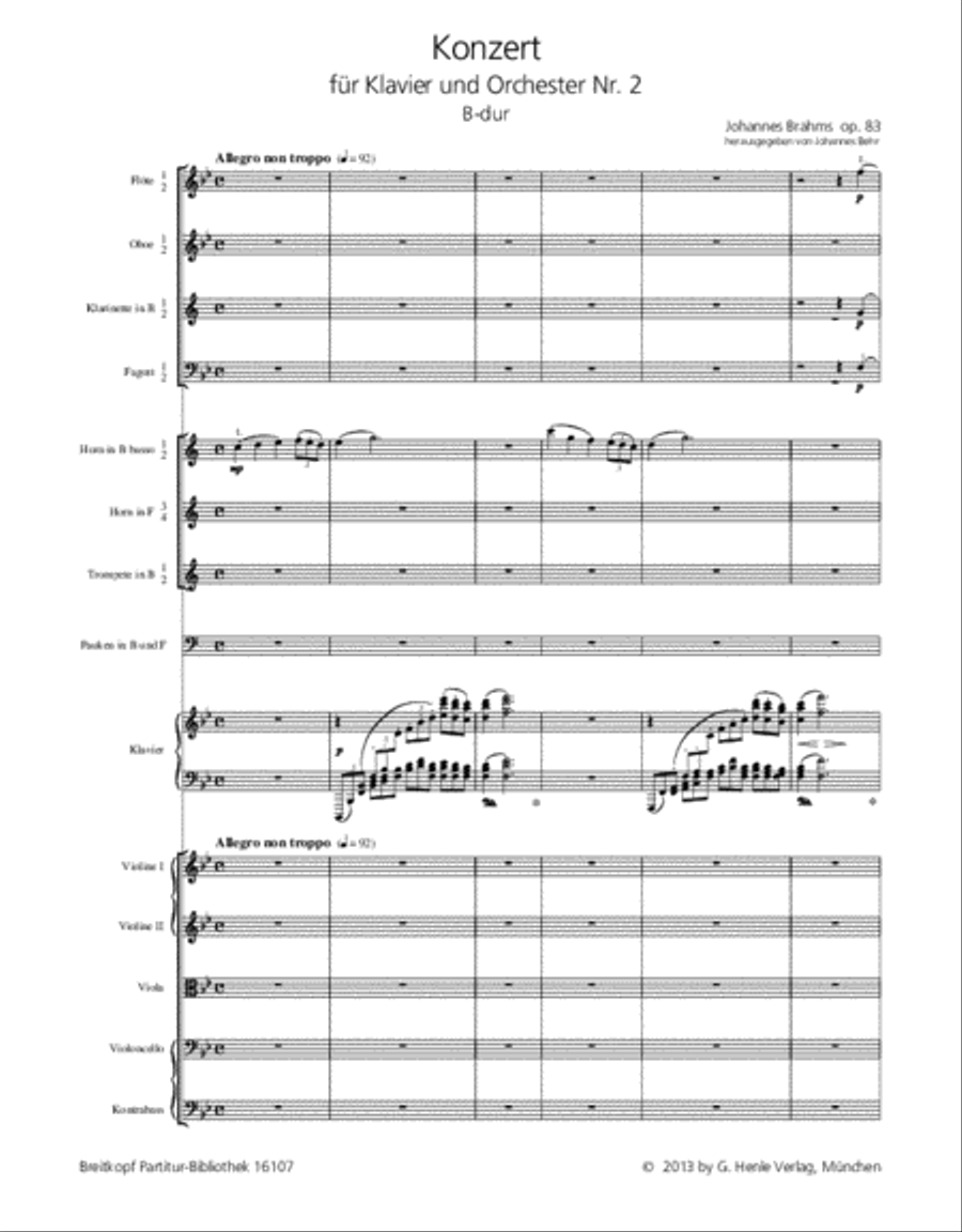 Piano Concerto No. 2 in B flat major Op. 83 Orchestra scores gallery preview page 2