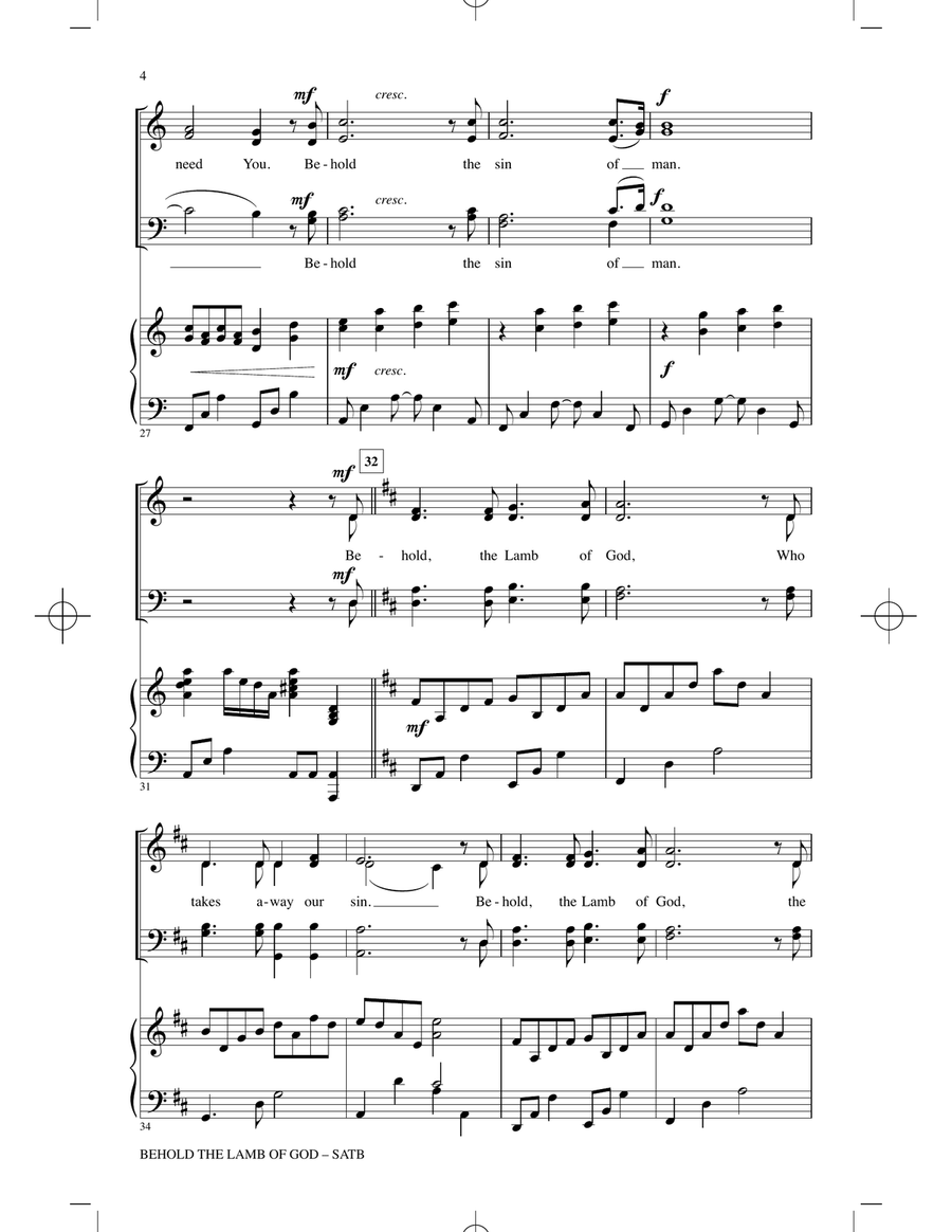 Behold The Lamb Of God Behold The Lamb Of God 4-Part scores gallery preview page 3