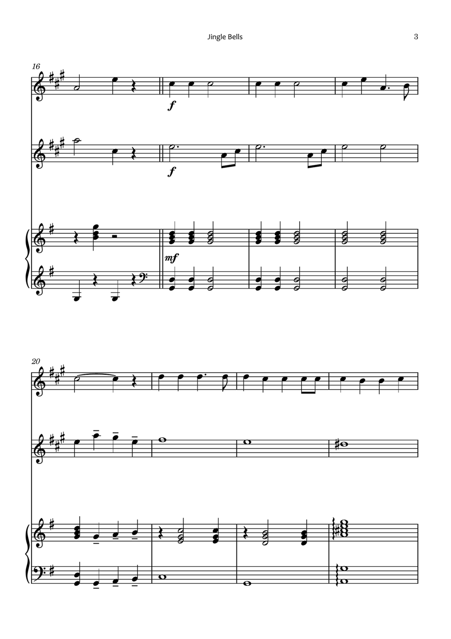 Jingle Bells Clarinet Duet scores gallery preview page 3