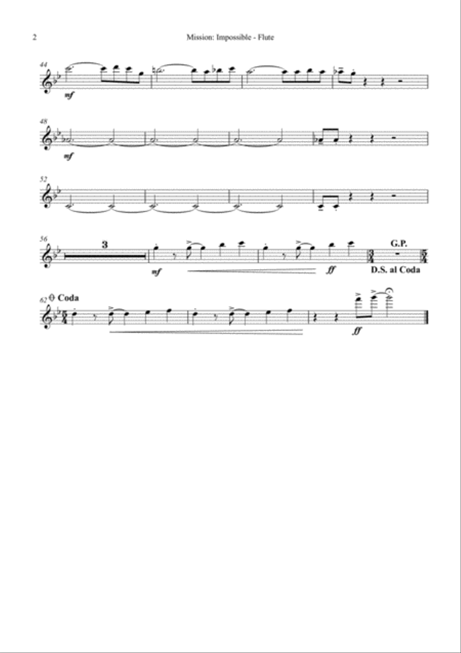 Mission: Impossible Theme from the Paramount Television Series MISSION: IMPOSSIBLE Woodwind Quintet scores gallery preview page 3