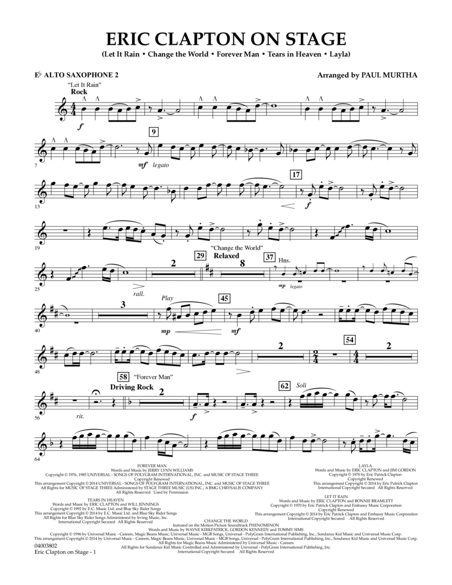 Eric Clapton on Stage - Eb Alto Saxophone 2 Concert Band scores gallery preview page 1