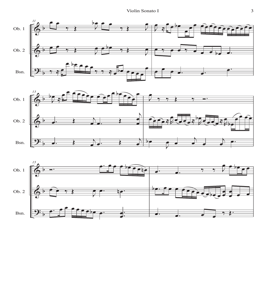 Siciliana from Sonata I for Solo Violin arranged for 2 Oboes and 1 Bassoon image number null