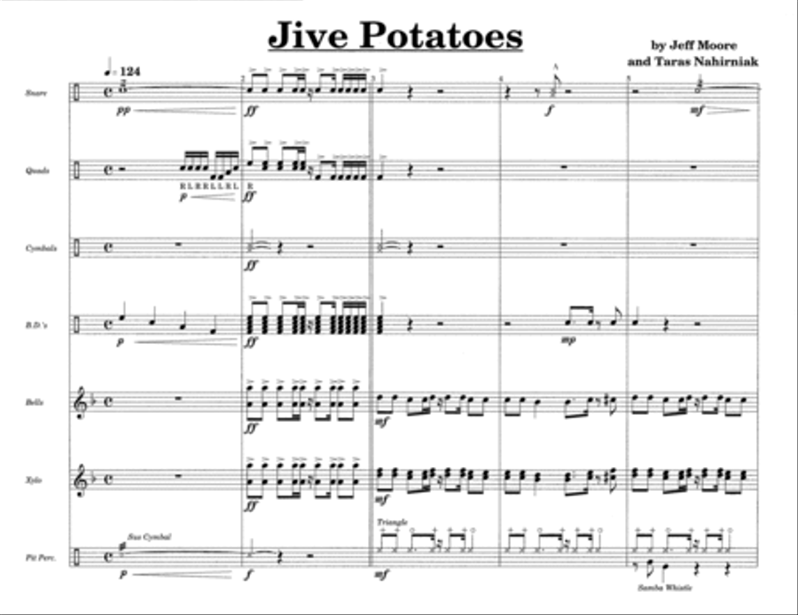 Jive Potatoes w/Tutor Tracks Percussion Ensemble scores gallery preview page 3