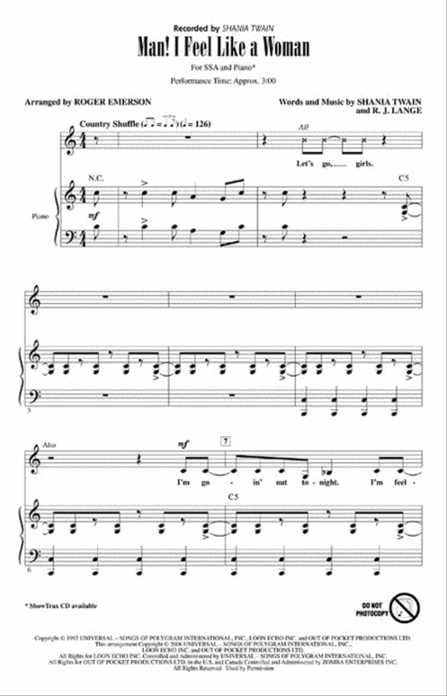 Man! I Feel Like a Woman Show Choir scores gallery preview page 2
