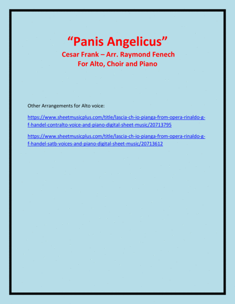 Panis Angelicus - Alto (voice), Choir and Piano image number null