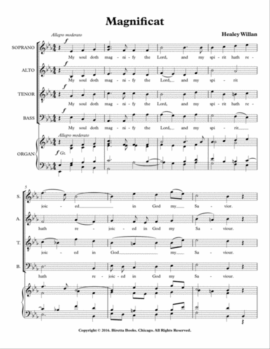 Magnificat & Nunc Dimittis in E Flat, HWC 298 4-Part scores gallery preview page 3