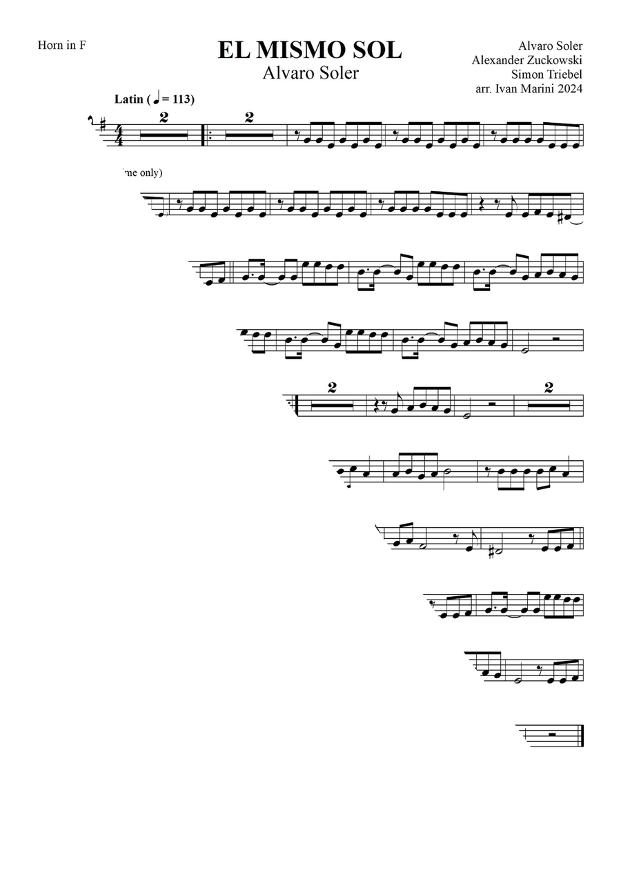 El Mismo Sol Horn Solo scores gallery preview page 1