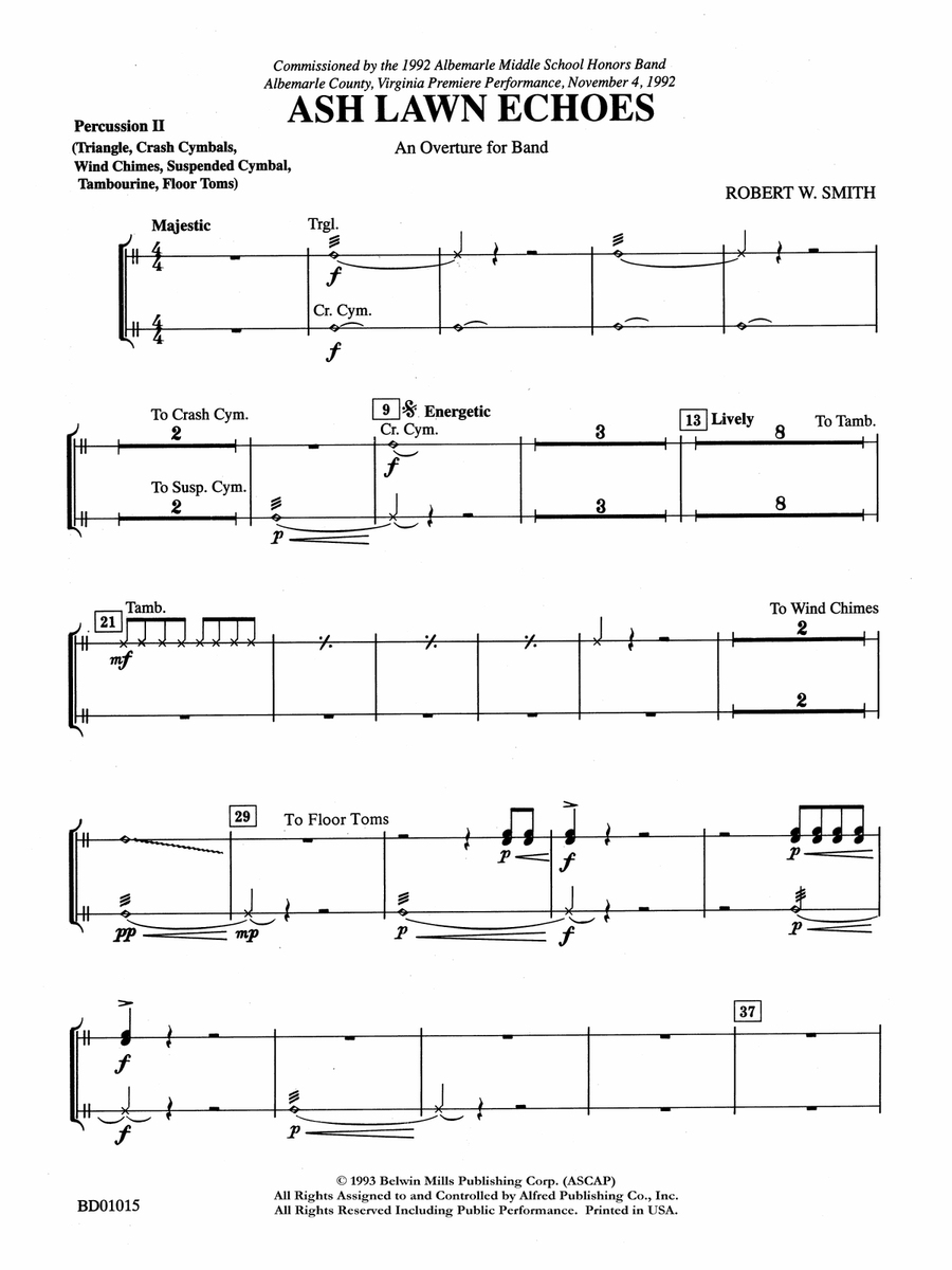 Ash Lawn Echoes (An Overture for Band): 2nd Percussion