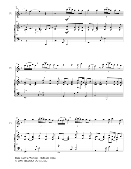 HERE I AM TO WORSHIP (Duet – Flute and Piano/Score and Parts)